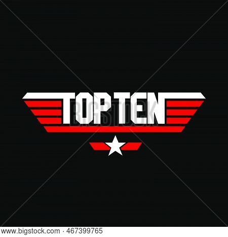 Top Ten Typography Icon With Two Colors. Top Ten Lettering.