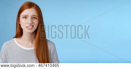 Displeased Young Awkward Redhead Girl Cringe Full Disbelief Smirking Frowning Confused Look Question