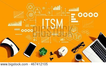 Itsm - Information Technology Service Management Theme With Electronic Gadgets And Office Supplies -