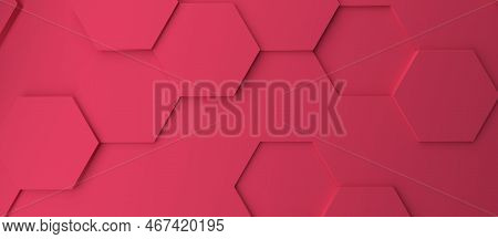 Abstract Modern Magenta Honeycomb Background, Color Of The Year 2023, 3d Rendering Concept Backdrop