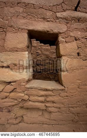 Rectangular Window Connects Rooms In Cliff Dwelling In Mesa Verde
