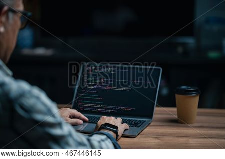 Programmer Coding, Compiler, Encode, Debug, And Developer Application Software For Business Corporat