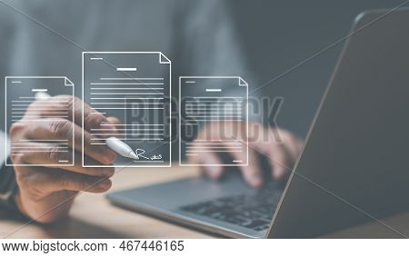 Signing Business Contract Concept. Online Business Contract Electronic Signature, E-signing, Digital