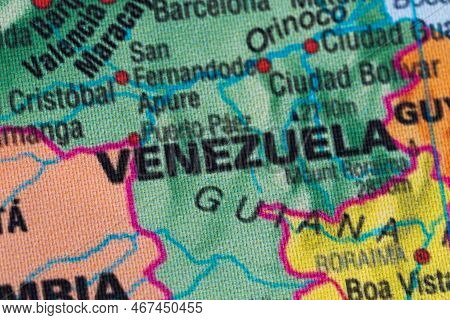 Map View Of Venezuela On A Geographical Globe