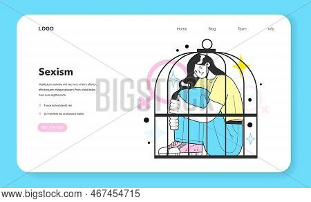 Gender Inequality Web Banner Or Landing Page. Women Social Imparity Problem.