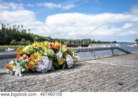 Artificial Flowers At Ballina Harbour In County Mayo - Ireland