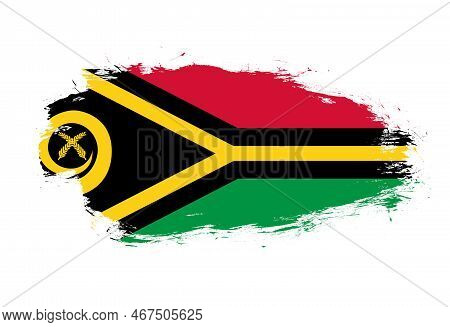 Flag Of Vanuatu On White Stroke Brush Background