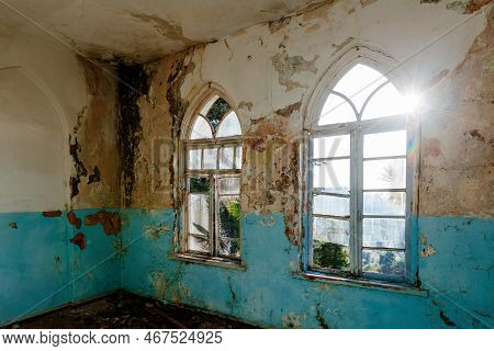 Old Shabby Room Of Abandoned Mansion In Gothic Style