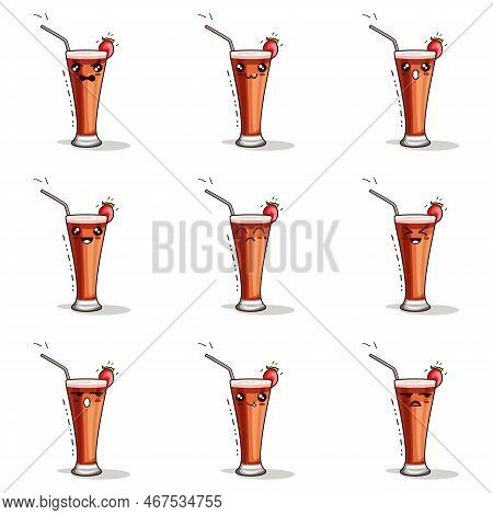 Emoticon Juice All Set Design Vector Illustration Minimalist Icon Abtsrtack Color