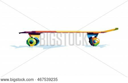 Isolated Colorful Skateboard Illustration Design With Plain White Background, Wpap Pop Art Vector Te