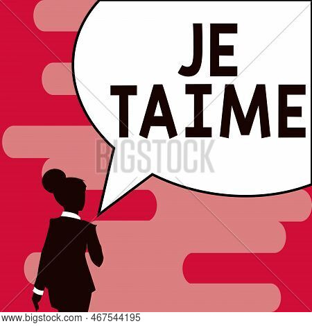 Hand Writing Sign Je Taime. Business Showcase Expressing I Love You Words In French