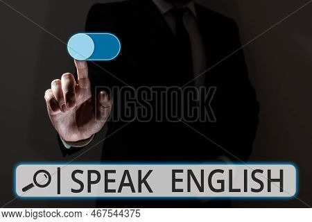 Conceptual Caption Speak English. Concept Meaning Study Another Foreign Language Online Verbal Cours