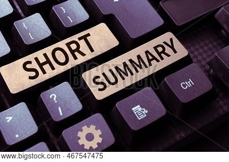 Inspiration Showing Sign Short Summary. Conceptual Photo Brief Statement Of Main Points Clear