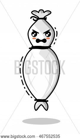 Emoticon Ghost Pocong Design Minimalist Vector Illustration Icon