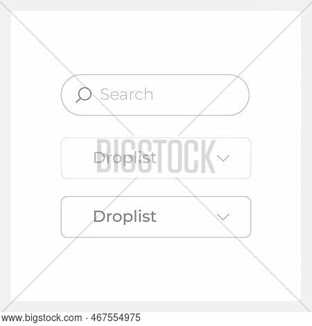 Droplist Ui Elements Kit. Find Information Isolated Vector Components. Flat Navigation Menus And Int