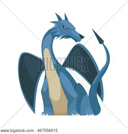 Dragon Composition With Funny Colorful Dragon Monster Weird Snake Like Creature Flat Cartoon Icon Is