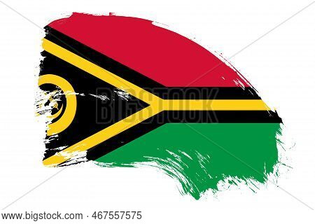 Vanuatu Flag On White Background With Abstract Paint Brush Texture Effect