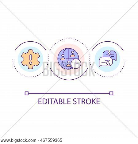 Remote Team Communication Challenges Loop Concept Icon. Miscommunication In Virtual Team Abstract Id