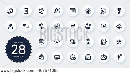 Set Of Education Icons, Such As Fast Verification , Online Question And Stock Analysis Flat Icons. S