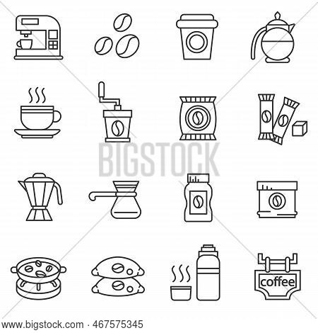 Coffee Icons Set. Thin Line Design. Vector Illustration