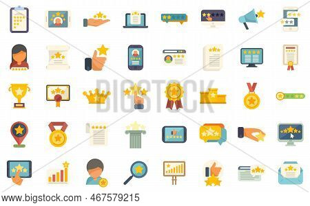 Ranking Icons Set Flat Vector. Premium Cup. First Place Isolated