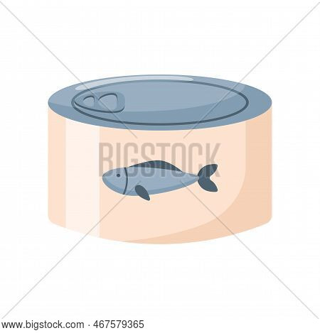 Canned Tuna Enriched With Vitamin D Vector Illustration. Source Of Vitamin D, Canned Fish Isolated O