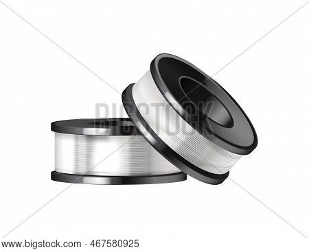 Fishing Equipment Realistic Composition With Pair Of Fishline Rolls On Blank Background Vector Illus