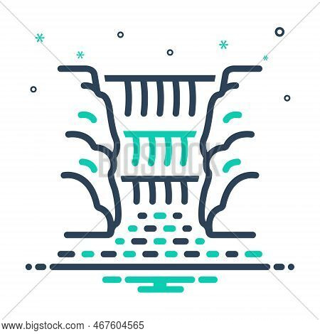 Mix Icon For Falls Avalanche Waterfall Mountain Adventure Deluge Freshet Scenery Natural