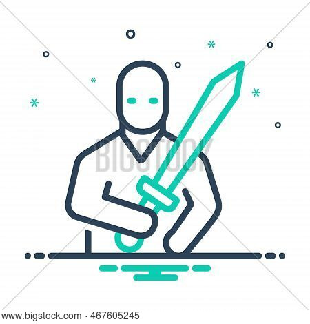 Mix Icon For Fighter Warrior Knight Soldier Combatant Trooper Sword Broadsword Weapon