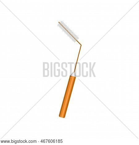 Soft Floss Pick Or Interdental Brush Vector Illustration. Cartoon Drawing Of Teeth Cleaning Tool Iso