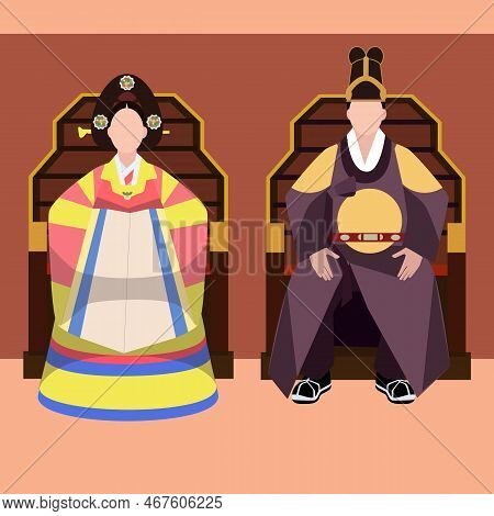 Men And Women In Beautiful Korean Traditional Clothes, Hanbok. Traditional Korean Outfits. Korean Fo