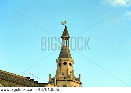 Capstan On Sky Background City Center At Dry Sunny Summer Day