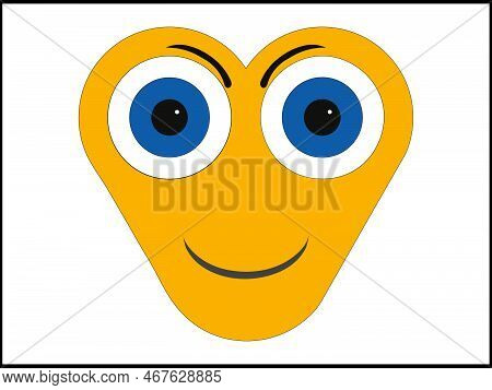 Vector Graphics Showing The Visualization Of A Human Face. She Is Yellow With Big Eyes. The Face Exp