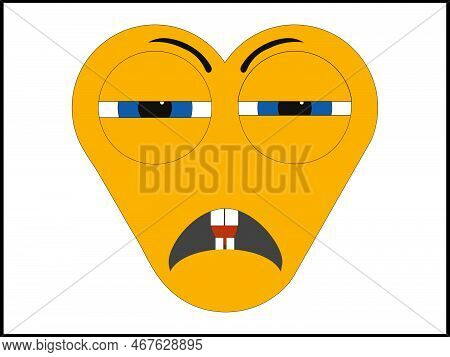 Vector Graphics Showing The Visualization Of A Human Face. She Is Yellow With Big Eyes. The Face Exp