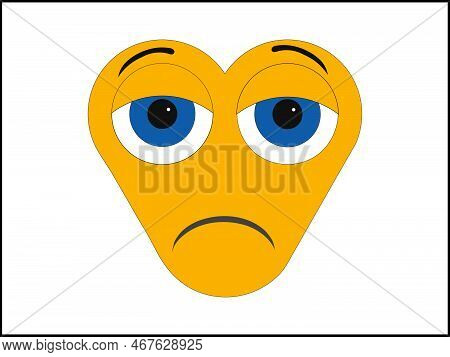 Vector Graphics Showing The Visualization Of A Human Face. She Is Yellow With Big Eyes. The Face Exp
