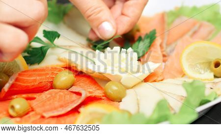 Cold Snacks On The Table In The Restaurant