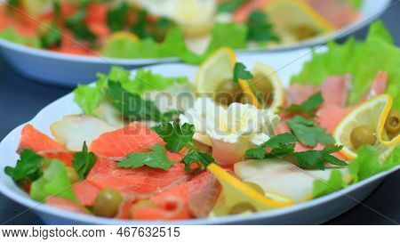 Cold Snacks On The Table In The Restaurant