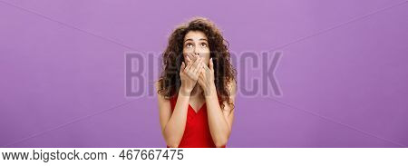 Woman Being Shocked And Stunned Seing Guy About Fall Down From Tree Gasping Feeling Nervous Covering