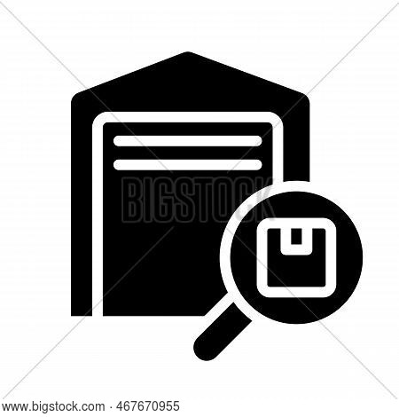 Inventory Management Black Glyph Icon. Goods Storage. Stock Control. Warehouse Management. Delivery 