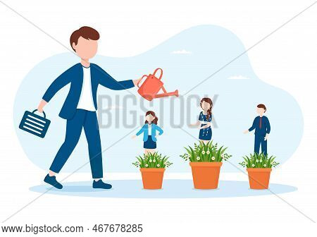 Personal Development With People Developing Mental Issues, Growth And Self Improvement As Plant In F