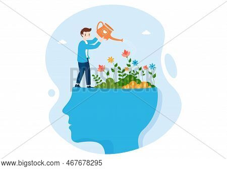 Personal Development With People Developing Mental Issues, Growth And Self Improvement As Plant In F