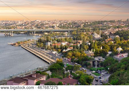 Istanbul, Turkey - September 1, 2022: Istanbul City View From Pierre Loti Teleferik Station Overlook