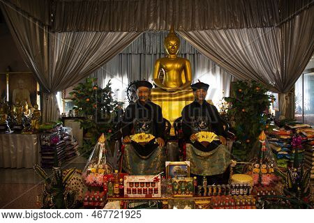 Lord Deity God Angel Goddess And Buddha Statue In Shrine For Thai People Travelers Visit Praying Ble