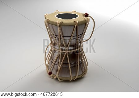 Shiva's Damru Damaru Indian Music Instrument On White Background - 3d Illustration Rendering