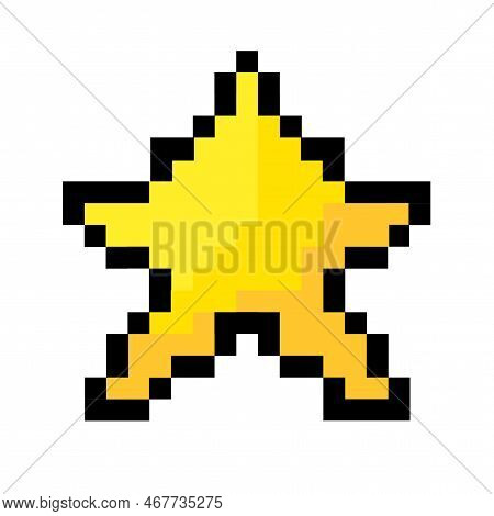 Cartoon Pixel Star. 8 Bit Game. Game Win. Vector Illustration. Stock Image.