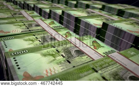 Sri Lanka 1000 Rupee Money Banknotes Pack 3D Illustration