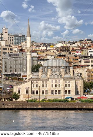 Istanbul, Turkey - September 1, 2022: View From Golden Horn Overlooking Ottoman Imperial Sokollu Meh