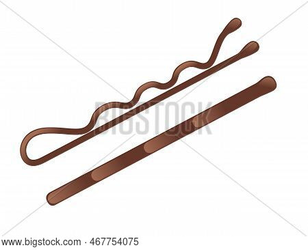 Bobby Pin Steel Hair Accessory Vector Illustration Isolated On White Background