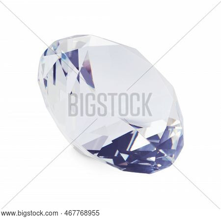 Beautiful Dazzling Diamond Isolated On White. Precious Gemstone