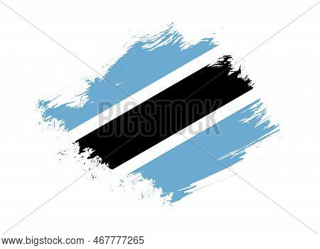 Botswana Flag With Abstract Paint Brush Texture Effect On White Background